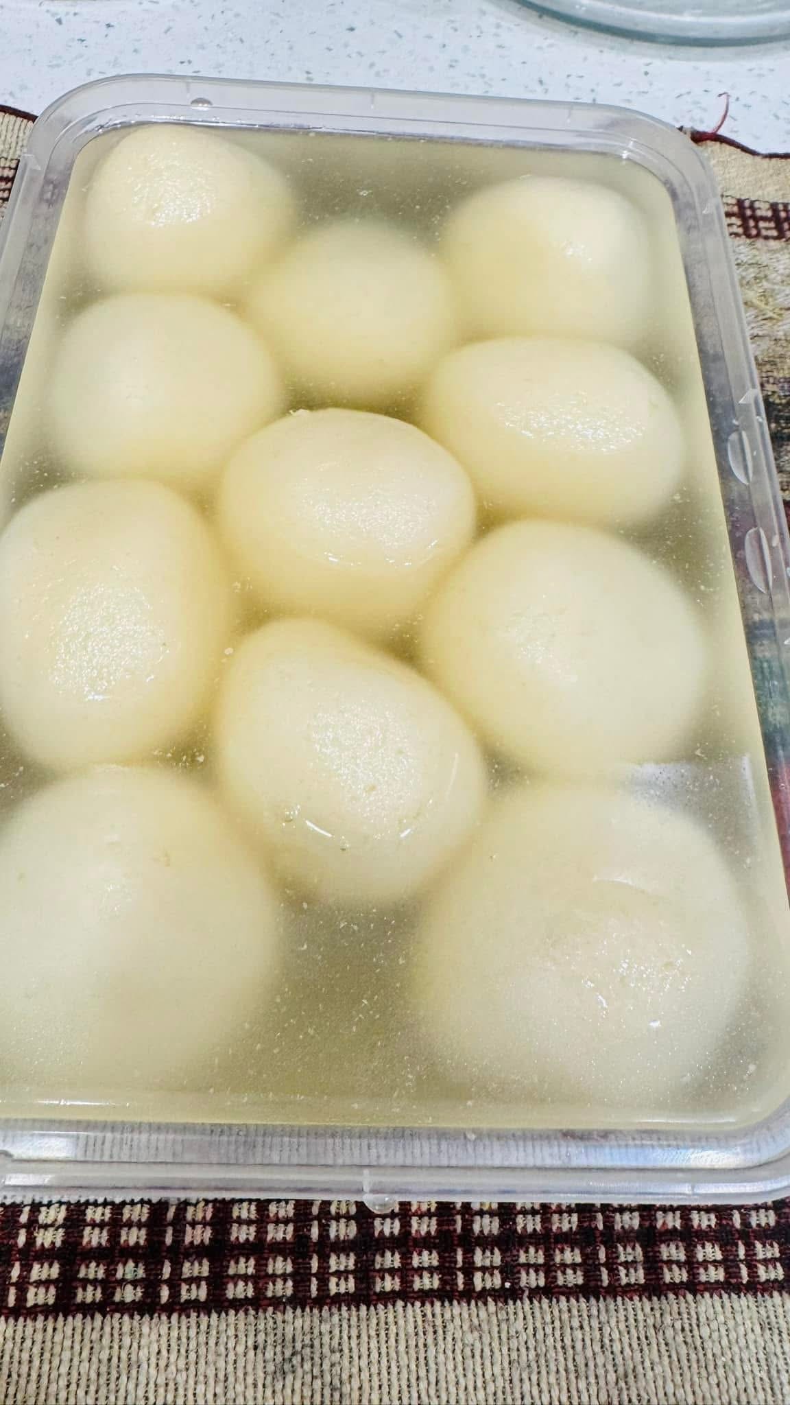 Rosgolla — large spongy cottage cheese balls in syrup